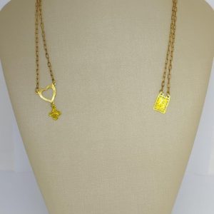 GARGANTILHA LADO MEDALHA E LADO CORACAO BRUTO