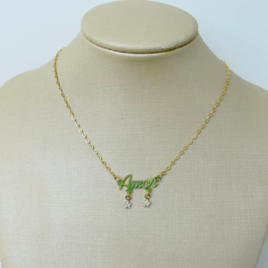 GARGANTILHA NOME AMOR E ESTRELAS BANHO DOURADO