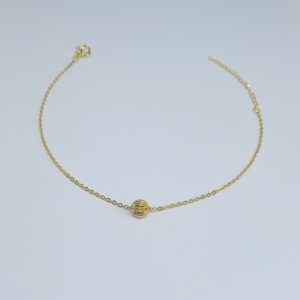 TORNOZELEIRA UMA BOLA PASSANTE BANHO DOURADO