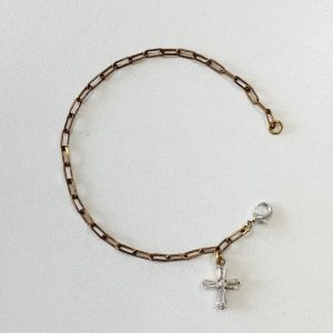 PULSEIRA ELOS C/ PEND CRUZ ZIRC. BRUTO