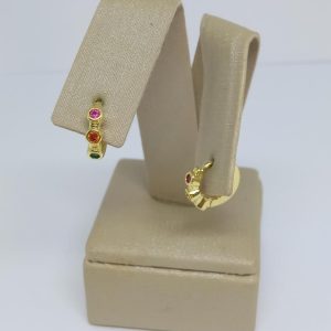 ARGOLA CRAV. TRES ZIRC COLORIDA BANHO DOURADO