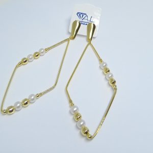 BRINCO BOLA LISA E PEROLA BANHO DOURADO