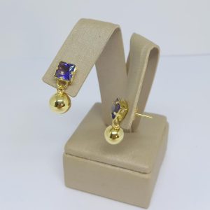 fora de linhaBRINCO ZIRC CARRE 6MM BOLA LISA BANHO DOURADO