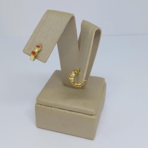 ARGOLA CRAV. DUAS ZIRC COLORIDA BANHO DOURADO