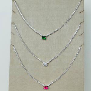 CHOKER 66 PEDRAS C. ZIRC.BANHO PRATEADO