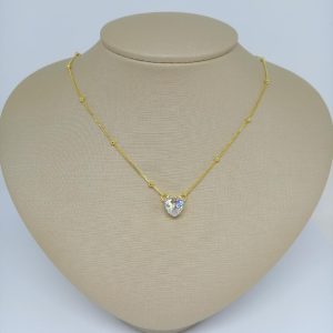 GARGANTILHA 45CM DE BOLAS COM ZIRC 10X10 BANHO DOURADO