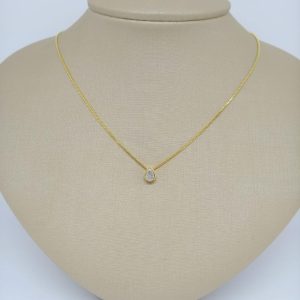 GARGANTILHA CM ZIRC 4X6 GOTA PASSANTE BANHO DOURADO