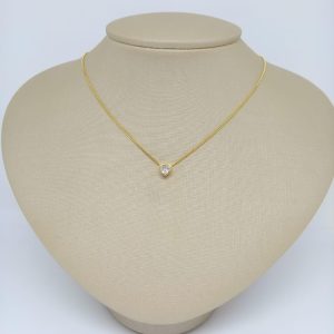 GARGANTILHA CM ZIRC 5X5 CORACAO PASSANTE BANHO DOURADO