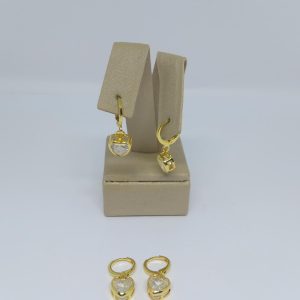 ARGOLA PEND CORACAO ZIRC. BANHO DOURADO