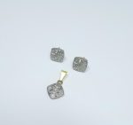 CONJUNTO LOSANGO CRAVEJADO COM ZIRCONIAS BRUTO