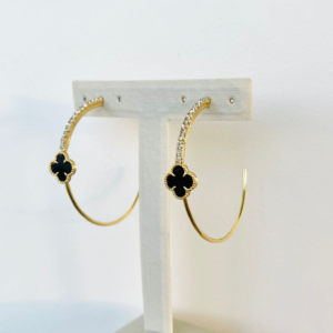 ARGOLA TREVO C/ PEDRAS BANHO DOURADO