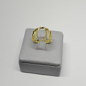 ANEL VAZADO LISO BANHO DOURADO