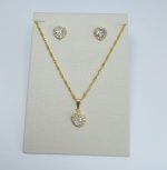 CONJUNTO ZIRC CORACAO BANHO DOURADO