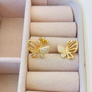 BRINCO BORBOLETA CRAV BANHO DOURADO