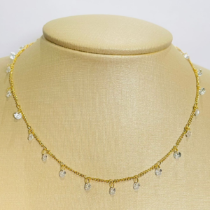 CHOKER COM PENDUREZAS DE ZIRCONIAS BANHO DOURADO