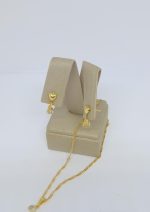 CONJUNTO ZIRC. REDONDA BANHO DOURADO