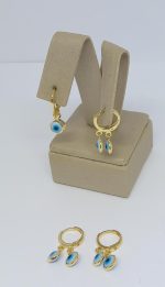 ARGOLA COM DOIS OLHOS GREGO BANHO DOURADO