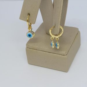 ARGOLA COM DOIS OLHOS GREGO BANHO DOURADO