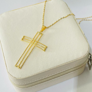 PINGENTE CRUCIFIXO DIAM. BANHO DOURADO