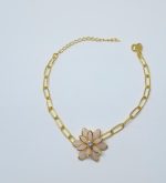 fora de linha PULSEIRA FLOR DOZE PONTAS BANHO DOURADO