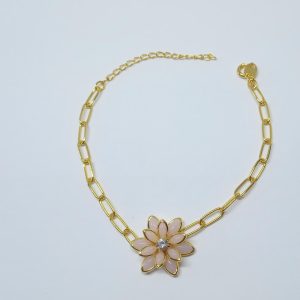fora de linha PULSEIRA FLOR DOZE PONTAS BANHO DOURADO