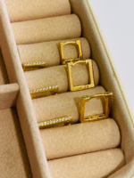TRIO DE ARGOLAS QUAD. CRAV BANHO DOURADO