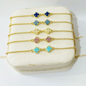 PULSEIRA DOIS TREVOS BANHO DOURADO