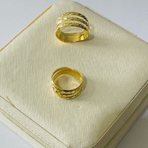 ANEL 3 PARTES FRIZ E VAZ. BANHO DOURADO