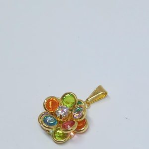 PINGENTE FLOR COLORIDA BANHO DOURADO