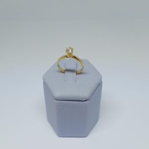 ANEL SOLITARIO ALTO 6 GARRAS BANHO DOURADO