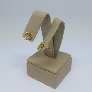 BRINCO CORACAO ZIRC. LATERIAS COLO. BANHO DOURADO