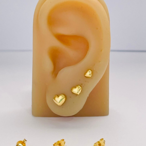 TRIO CORACOES LISOS BANHO DOURADO