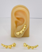 BRINCO EAR CUFF 5 CORACOES BANHO DOURADO