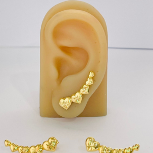 BRINCO EAR CUFF 5 CORACOES BANHO DOURADO
