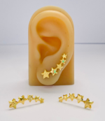 BRINCO EAR CUFF 5 ESTRELAS BANHO DOURADO