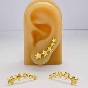 BRINCO EAR CUFF 5 ESTRELAS BANHO DOURADO
