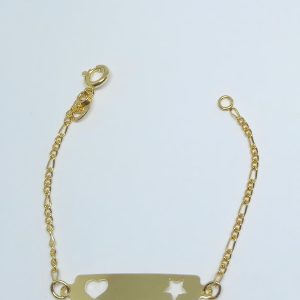 PULS. INFANTIL DE PLACA CORACAO E ESTRELA BANHO DOURADO