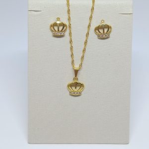 fora de linhaCONJUNTO COROA VAZ C/ PEDRAS BANHO DOURADO