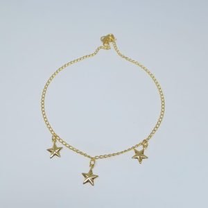 TORNOZELEIRA TRES ESTRELAS BANHO DOURADO