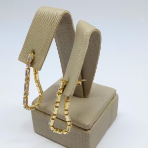 fora de linha BRINCO DE ZIRC.ENCAIXE NO PINO BANHO DOURADO