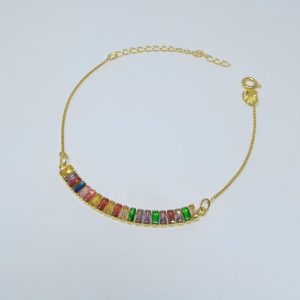 PULSEIRA ZIRC RETANG. COLO. BANHO DOURADO