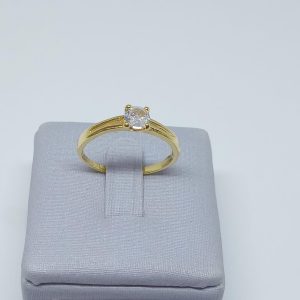 ANEL SOLITARIO BAIXO 4 GARRAS BANHO DOURADO