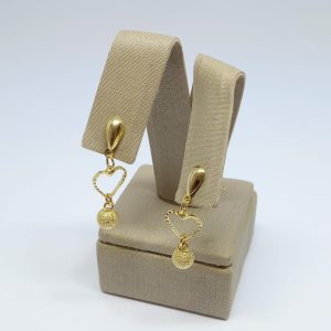 BRINCO PEND CORACAO E BOLA CRAQ BANHO DOURADO