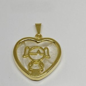 PINGENTE MADREPEROLA MENINA BANHO DOURADO