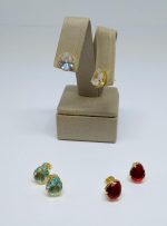 BRINCO ZIRC. GOTA 10X8 BANHO DOURADO