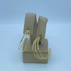 ARGOLA TRES FIOS COM PEDRAS  BANHO DOURADO