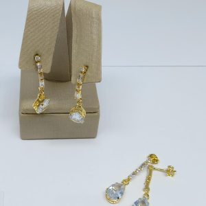 fora de linhaBRINCO PEND. ZIRC. GOTA 10X7 SM BANHO DOURADO