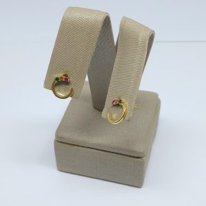 BRINCO TRES ZIRC. COLO. SM BANHO DOURADO