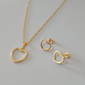 CONJUNTO CORACAO LISO VAZ. BANHO DOURADO