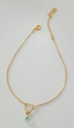 TORNOZELEIRA CORACAO E ZIRC BANHO DOURADO